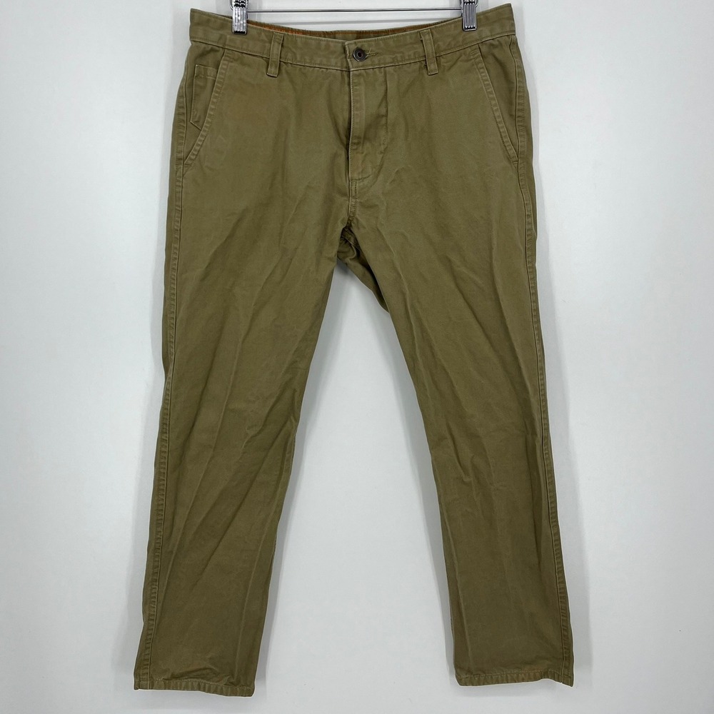 Dockers Mens 34x32 Straight Leg Chino Khaki Pants Olive Green 100% Cotton